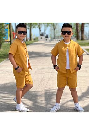 ست بالاتنه و پائین تنه زرد بچه گانه بافتنی Genel Markalar - کد 832100369
