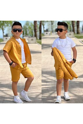 ست بالاتنه و پائین تنه زرد بچه گانه بافتنی Genel Markalar - کد 832100369
