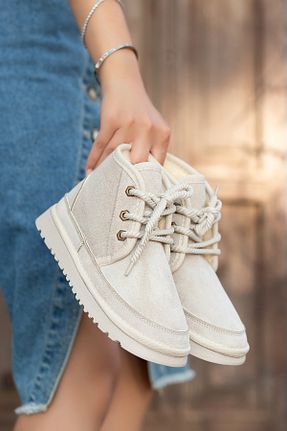 بوت / نیم بوت بژ زنانه پشمی ELLOLİTA LUXURY SHOES - کد 847610455