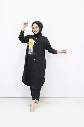 ست بالاتنه و پائین تنه حجاب مشکی زنانه رگولار feray kaya - کد 745371936