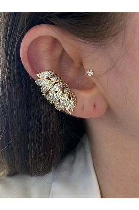 گوشواره غضروفی جواهر طلائی زنانه برنجی Pinery Jewels - کد 847702767