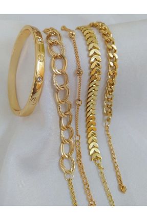 دستبند جواهر طلائی زنانه فلزی kokoş hediyelik - کد 847712072
