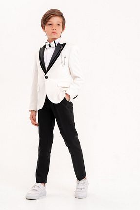 کت و شلوار سفید بچه گانه یقه کتی carino