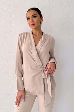 بلوز بژ زنانه ساده Mine Tan Butik - کد 793011508