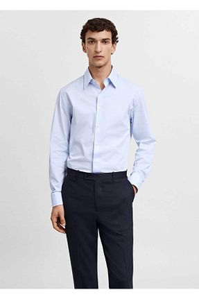 پیراهن آبی مردانه رگولار MANGO Man - کد 787876542