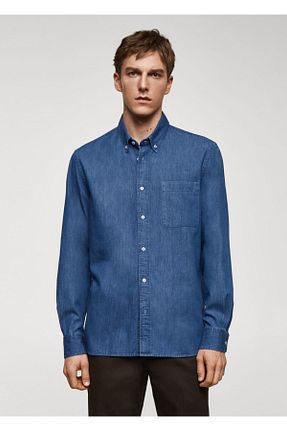 پیراهن آبی مردانه رگولار MANGO Man - کد 787876451