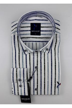 پیراهن سبز مردانه اسلیم فیت MEGALDİ - کد 847891343