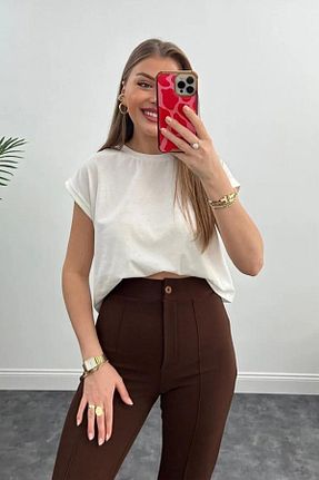شلوار قهوه ای زنانه پنبه - پلی استر - الاستین trendalisse - کد 682138321