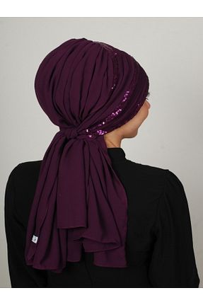 روسری بنفش کرپ Yasmin S