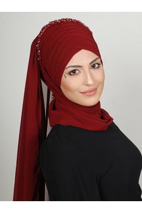 روسری زرشکی کرپ Yasmin S