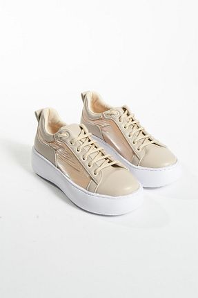 کفش اسنیکر بژ زنانه بند دار Gökçe Shoes - کد 848073587