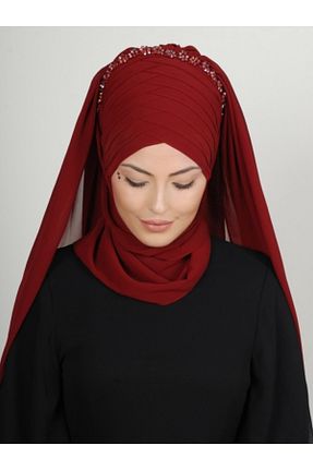 روسری زرشکی کرپ Yasmin S