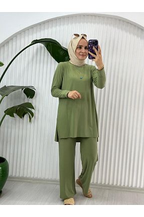ست بالاتنه و پائین تنه سبز زنانه بافتنی Selma Butik - کد 848146166