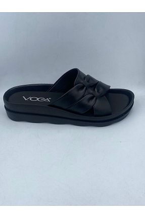 دمپائی مشکی زنانه چرم مصنوعی Voga - کد 838879487