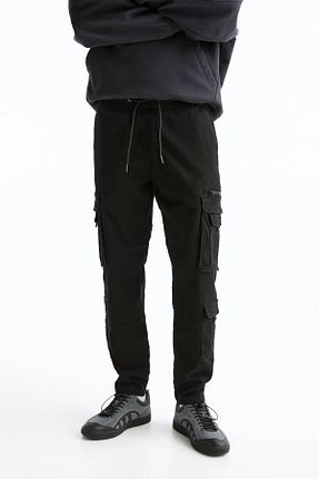 شلوار مشکی مردانه پنبه ای Pull & Bear - کد 848213813