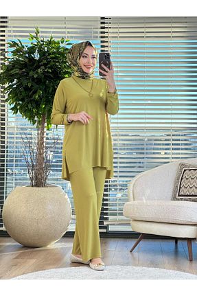 ست بالاتنه و پائین تنه حجاب سبز زنانه رگولار ALANURMODA - کد 847855370