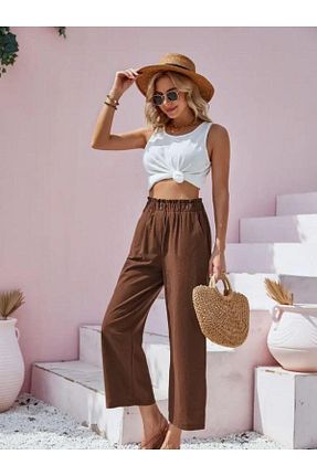 شلوار قهوه ای زنانه کتان rengamoda - کد 847909538