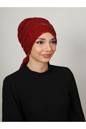 روسری زرشکی کرپ Yasmin S