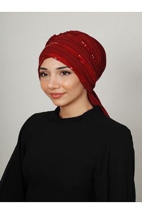 روسری زرشکی کرپ Yasmin S