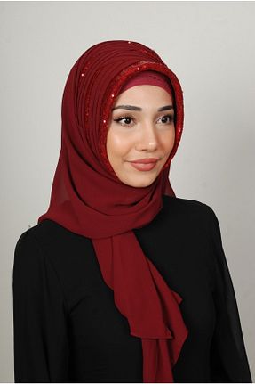 روسری زرشکی شیفون Yasmin S
