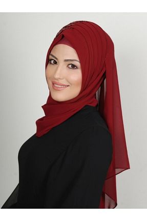 روسری زرشکی شیفون Yasmin S