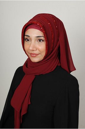 روسری زرشکی شیفون Yasmin S