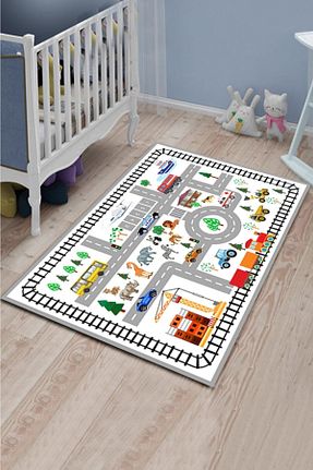 فرش بچه گانه طوسی پلی استر Genel Markalar - کد 55213402