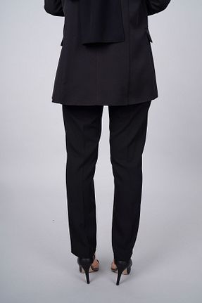 شلوار پارچه ای مشکی زنانه کش دار VİLDAN - کد 787911290