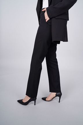 شلوار پارچه ای مشکی زنانه فاق نرمال VİLDAN - کد 787911290