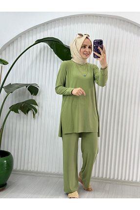 ست بالاتنه و پائین تنه سبز زنانه بافتنی Selma Butik - کد 848146166