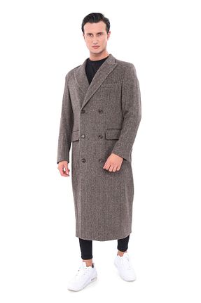 پالتو قهوه ای مردانه پشمی ŞAN GİYİM - کد 848199045