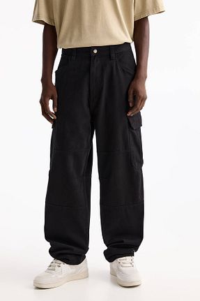 شلوار مشکی مردانه پنبه ای Pull & Bear - کد 848216874