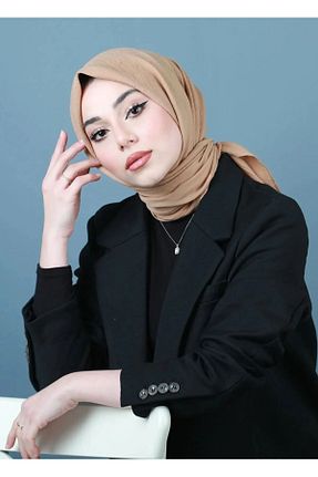 روسری بژ پنبه ای feronis - کد 755366328