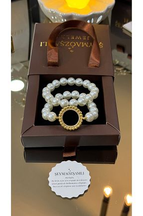 دستبند مروارید بژ Şeyma ÖZŞAMLI - کد 802896347