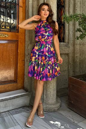 لباس بنفش زنانه بافتنی GÜLSELİ - کد 847874552