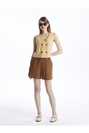 شلوارک و برمودا قهوه ای زنانه Straight LC Waikiki - کد 847903836