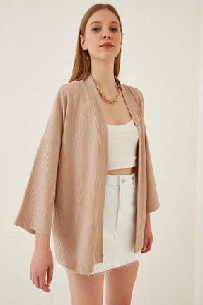 کیمونو و کافتان بژ زنانه پنبه ای trendalisse - کد 737648138
