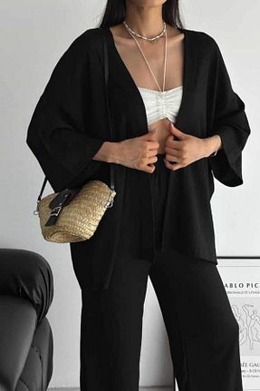 ست بالاتنه و پائین تنه مشکی زنانه بافتنی trendalisse - کد 744010379