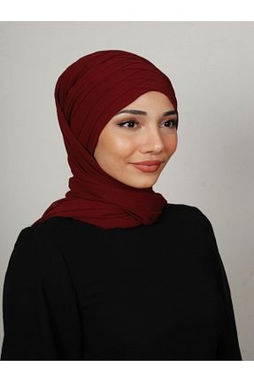 روسری زرشکی کرپ Yasmin S