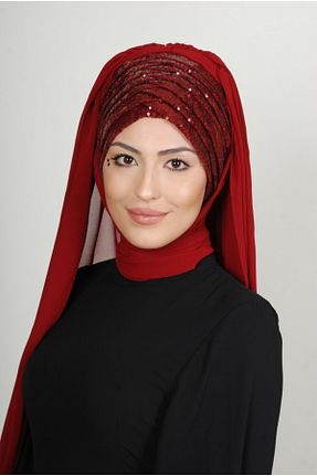 روسری زرشکی ساده Yasmin S