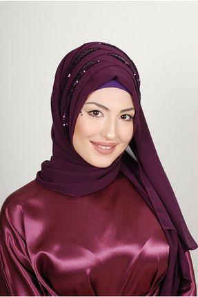 روسری زرشکی شیفون Yasmin S