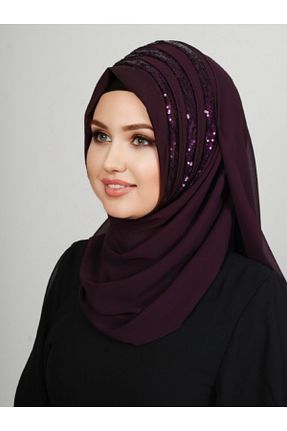 روسری بنفش کرپ Yasmin S