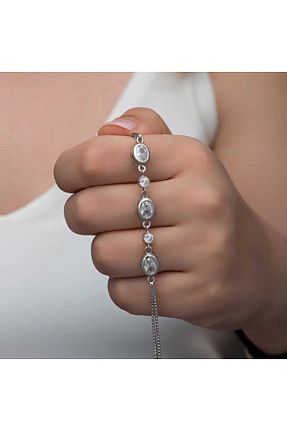 دستبند نقره مشکی زنانه 22 عیار Genel Markalar - کد 794149055