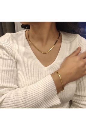 گردنبند استیل ( فولاد ) طلائی زنانه استیل ضد زنگ AtelierByEsra - کد 130178510