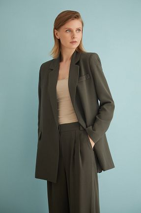 کت بلیزر خاکی زنانه کرپ Nurs - کد 848490392