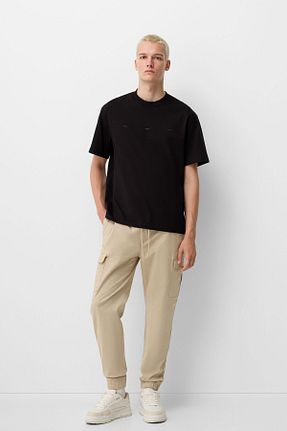 شلوار بژ مردانه پنبه ای Bershka - کد 848499077
