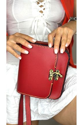 کیف پستچی قرمز زنانه چرم خالص Tuvita Collection Bodrum - کد 836193403