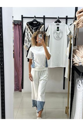 ست بالاتنه و پائین تنه سفید زنانه بافتنی Butik - کد 848547345