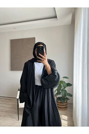 کافتان و کیمونو حجاب مشکی زنانه مخلوط کتان müqofficial - کد 848569092