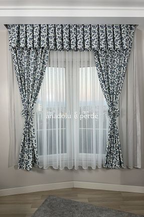 پرده زمینه آبی کتان GLOMAR - کد 848566531